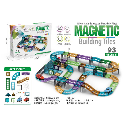 Pista de Autos con Piezas Magnéticas – Set de Construcción STEM 93 Pieza