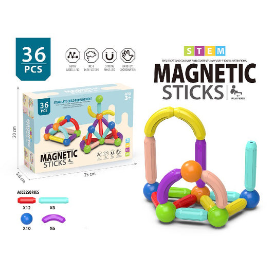 Set Magnético de Sticks y Esferas – 36 Piezas Educativas STEM para Niños