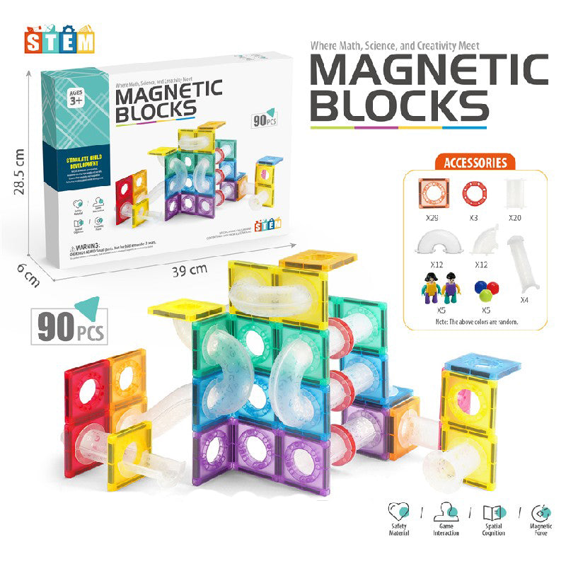 Set de Bloques Magnéticos con Toboganes – 90 Piezas STEM