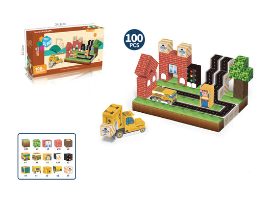 Cubos Magnéticos Temática Ciudad-100 Piezas