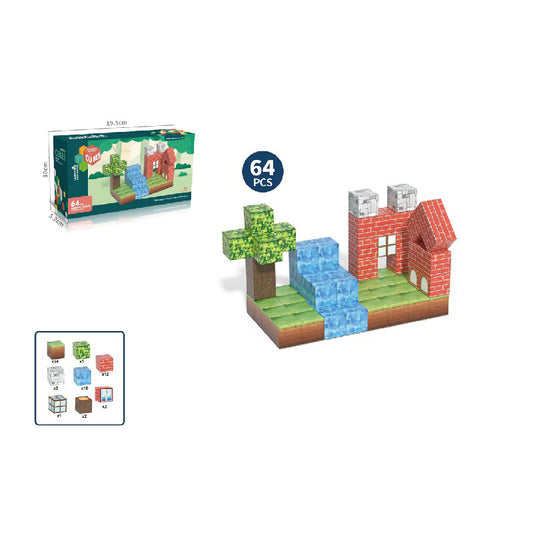 Set de Bloques Magneticos Temáticos “Mi Primer Mundo” – 64 Piezas