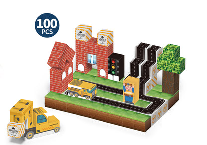 Cubos Magnéticos Temática Ciudad-100 Piezas